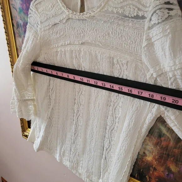 Anthropologie Victorian Cream Lace Blouse - Picture 7 of 7